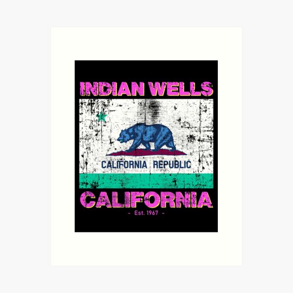 Artikel-Vorschau von Indian Wells, Kalifornien Flagge - Reise-Souvenir der 80er Jahre, designt und verkauft von Rad-State.