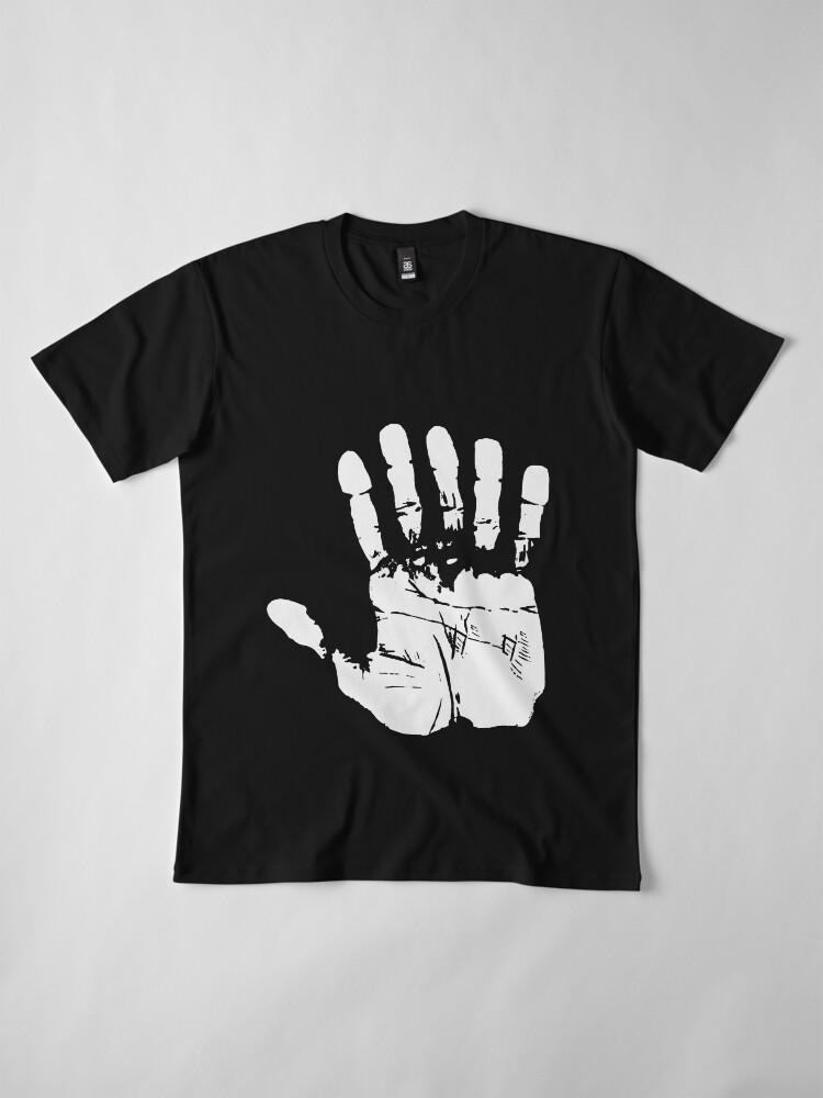 Alternate view of Six Fingers of Fun - 6 Finger Hand - Black and White Handprint Premium T-Shirt