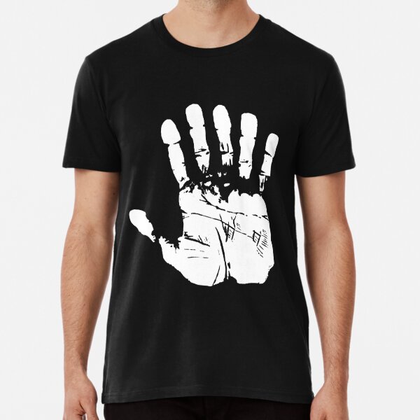 Six Fingers of Fun - 6 Finger Hand - Black and White Handprint Premium T-Shirt