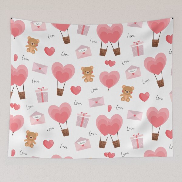Item preview, Pink Valentine Hearts and Teddybears - Love Valentine's Day designed and sold by lduke47.