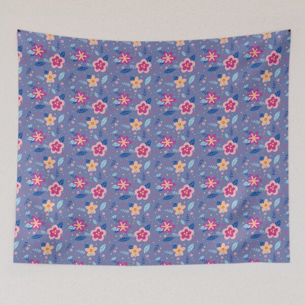 Item preview, Patrón floral retro vintage - Azul designed and sold by KTJoh.