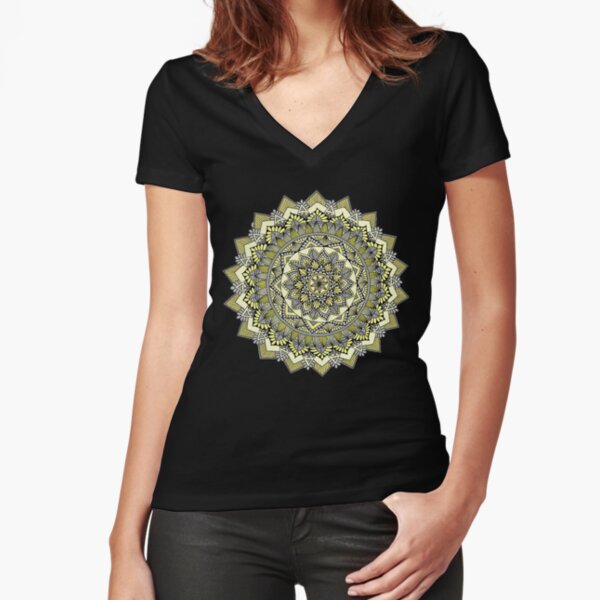 Sweet yellow mandala Fitted V-Neck T-Shirt