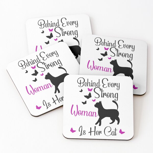 Item preview, Behind Every Strong Woman Is Her Cat - Funny Cat Love Quote For Women's Cat Lover. designed and sold by hattem.