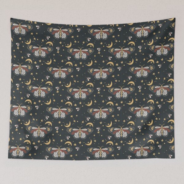 Item preview, Cute Golden Butterfly Pattern Red And Golden Stars and Moon Butterfly Pattern designed and sold by YerrouDesing.