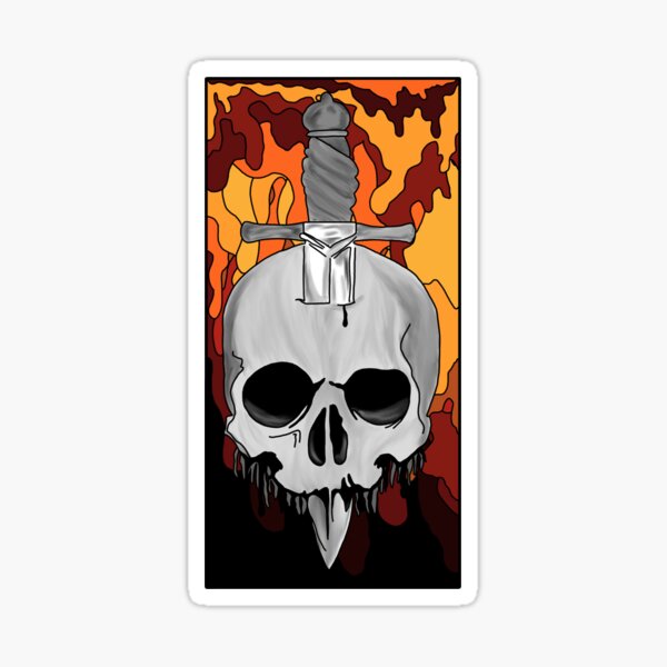 Item preview, skull and fire designed and sold by Sydney Layton.