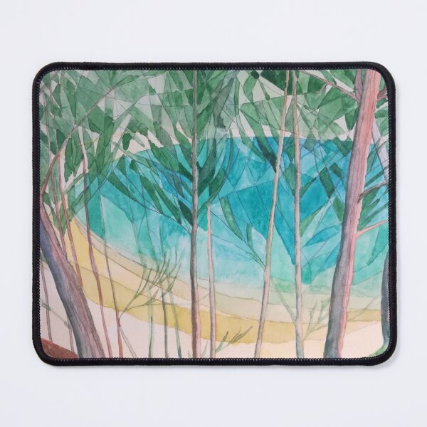 Item preview, An abstract watercolour and pencil depiction of a green lake. designed and sold by esvb.
