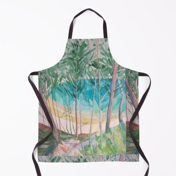 Item preview, An abstract watercolour and pencil depiction of a green lake. designed and sold by esvb.
