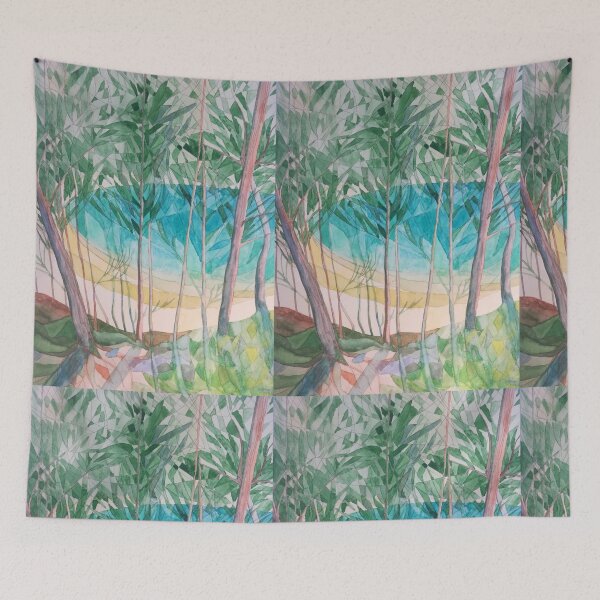 Item preview, An abstract watercolour and pencil depiction of a green lake.  designed and sold by esvb.