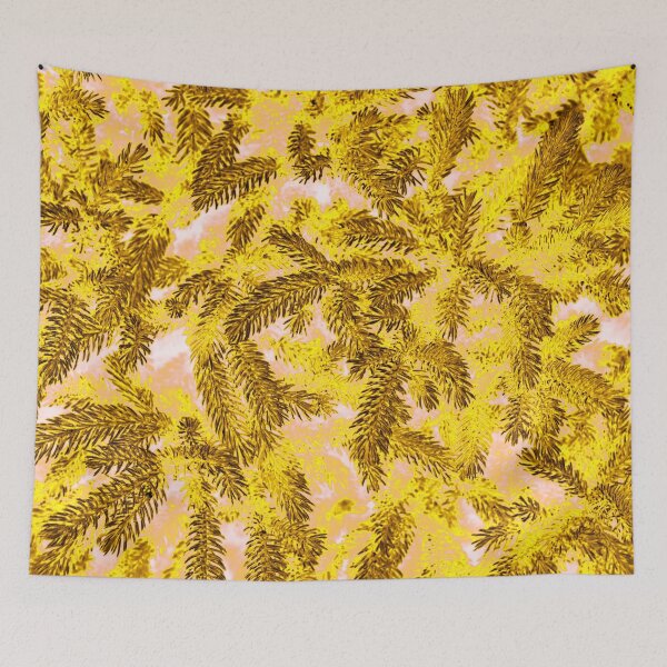 Item preview, Floral Winter Motifs with Branches of the  Ornamental Golden Yellow Spruce Tree designed and sold by IraNiva.