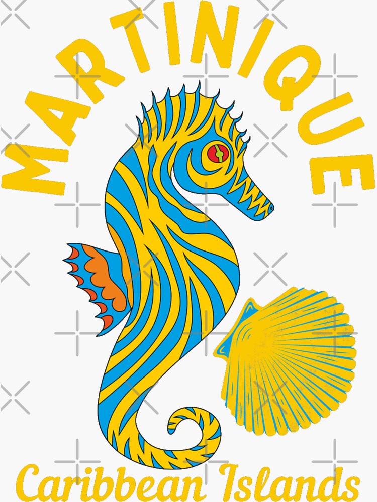 "Bright Caribbean Islands Martinique, Yellow Text Beach / Vacation