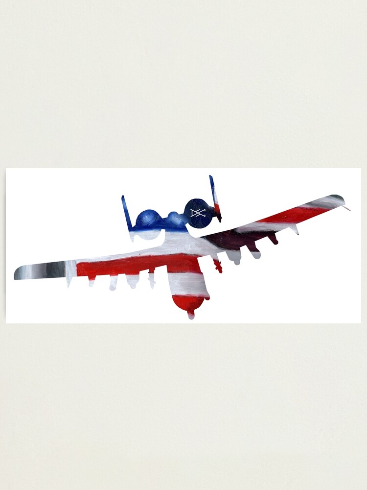 Lámina fotográfica «A10 Warthog Thunderbolt 2 Silueta de la bandera