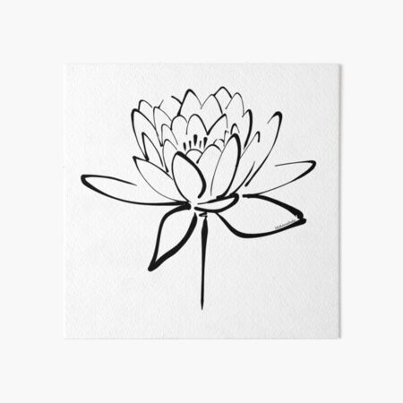 Lotus Flower Calligraphy (Black) Art Board Print