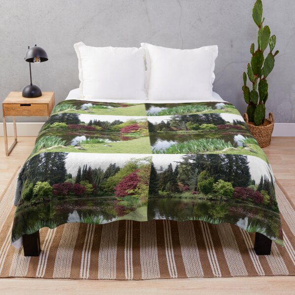Item preview, Pond, ducks, and green grasses, bushes, trees in a garden designed and sold by naturematters.