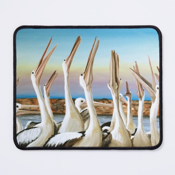 Item preview, PELICANS - Where's the prawn - bird -  waterscape - skyscape - ED01 designed and sold by Elisabeth Dubois.
