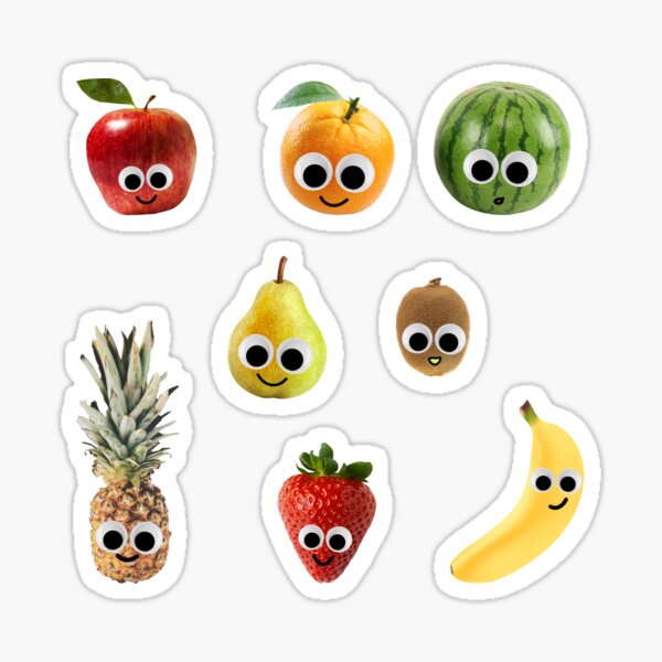Googly Eyes Fruit Set Sticker for Sale by hannahvira