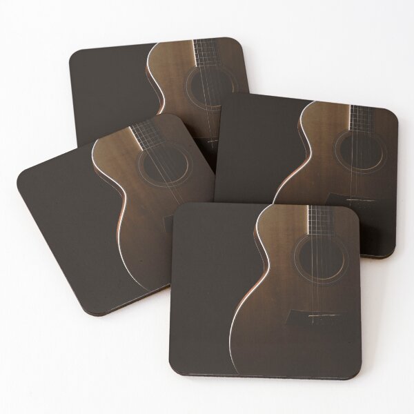 Item preview, Acoustic guitar on black background designed and sold by Lisa Thomas.