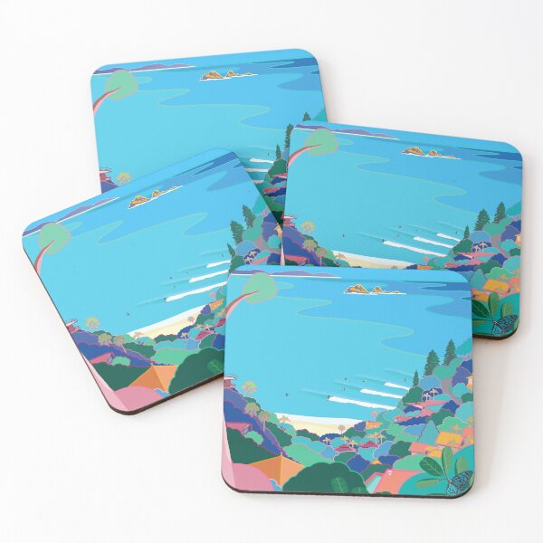 Item preview, Wategos, Byron Bay, Australia - Vintage Style Travel Art designed and sold by Jazznote.