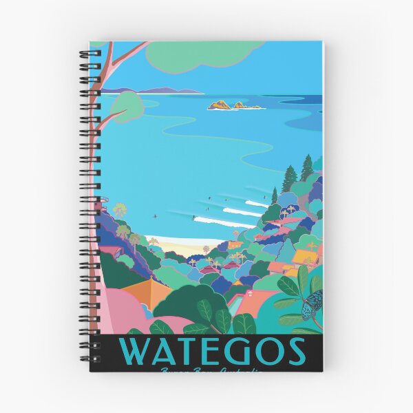 Item preview, Wategos, Byron Bay, Australia - Vintage Style Travel Art designed and sold by Jazznote.