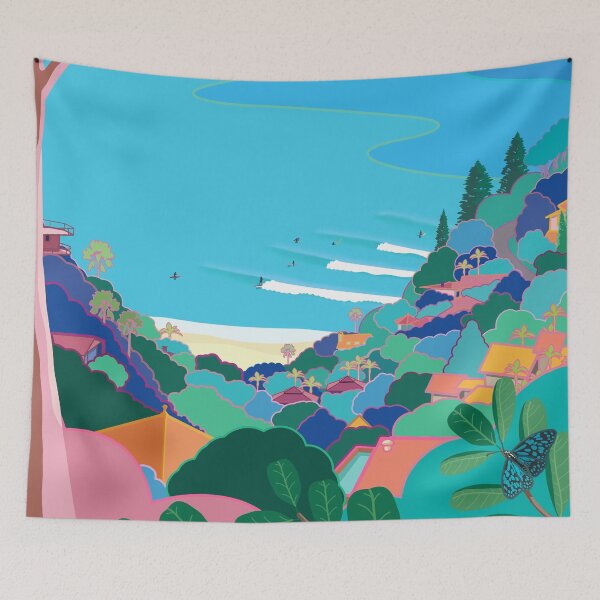 Item preview, Wategos, Byron Bay, Australia - Vintage Style Travel Art designed and sold by Jazznote.