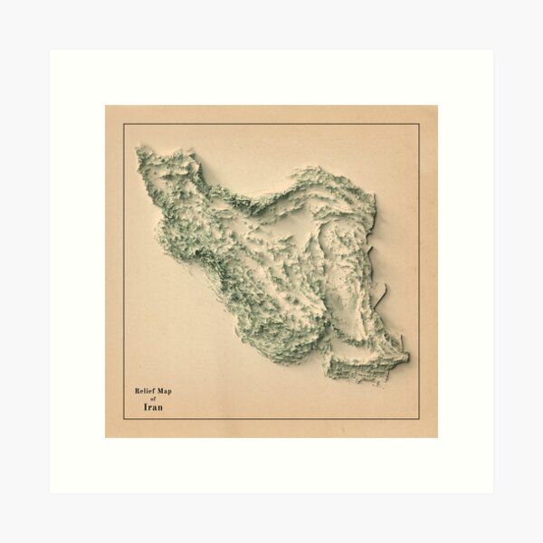 Iran Relief Map 3D digitally-rendered Art Print