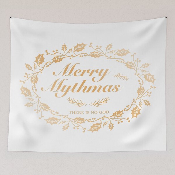 Item preview, Merry Mythmas Wreath Gold There is No God designed and sold by AlasAHintStudio.