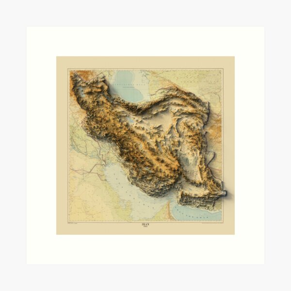 Item preview, 1941 Iran Relief Map 3D digitally-rendered designed and sold by ThinkAboutMaps.
