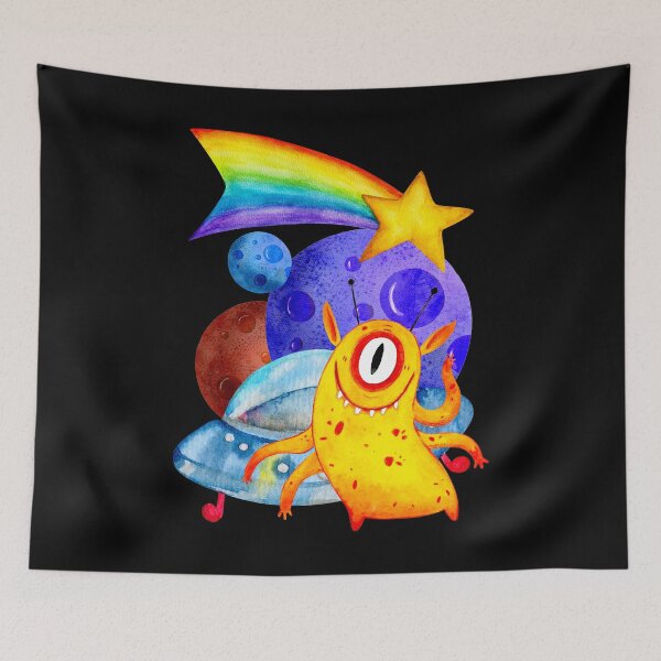 Item preview, Watercolor Outer Space Alien designed and sold by ChelleCreate.