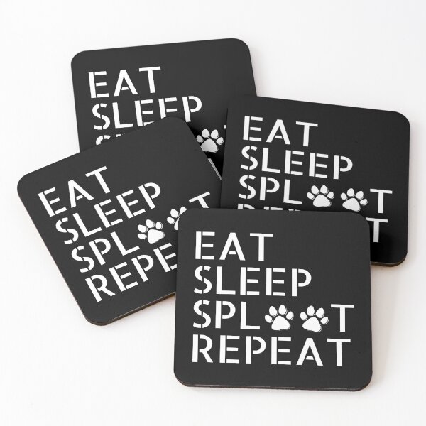 Item preview, Eat sleep sploot repeat, funny paw print splooting design designed and sold by Auntieck.