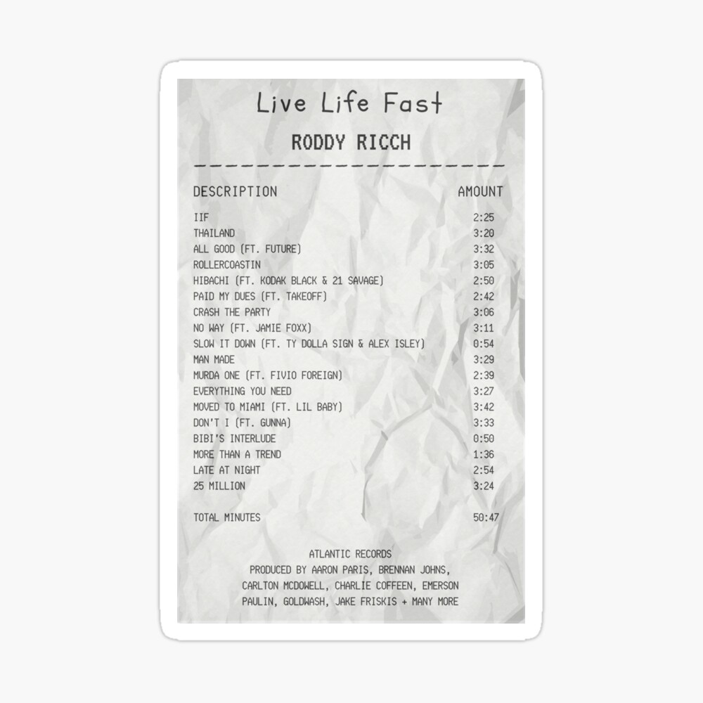 LIVE LIFE FAST by Roddy Ricch, Future, 21 Savage, Kodak Black