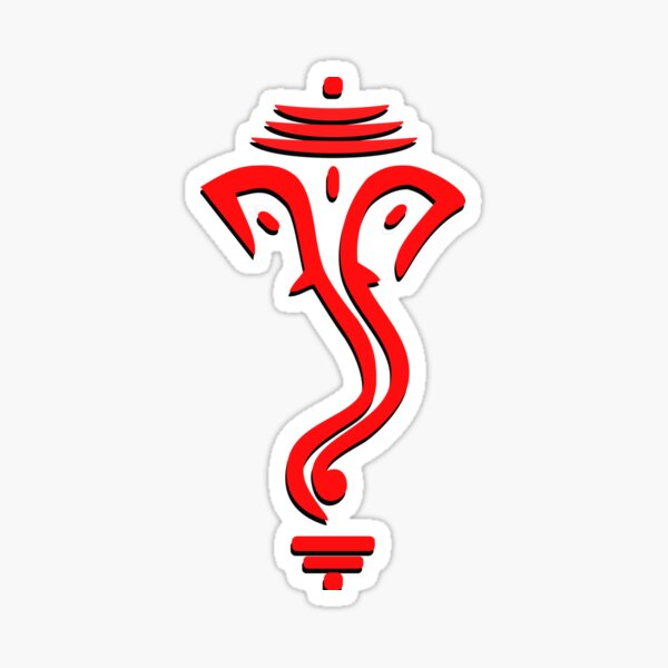 Item preview, Auspicious Ganesh Outline 3D -  Red on Dark Gray - For Luck, Peace and Prosperity designed and sold by simpleones.