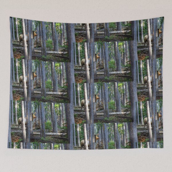 Item preview, Bull Elk in forest designed and sold by Saltypro.