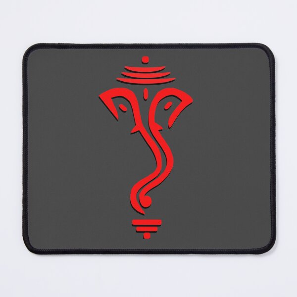 Item preview, Auspicious Ganesh Outline 3D -  Red on Dark Gray - For Luck, Peace and Prosperity designed and sold by simpleones.