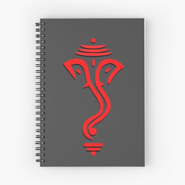 Item preview, Auspicious Ganesh Outline 3D -  Red on Dark Gray - For Luck, Peace and Prosperity designed and sold by simpleones.