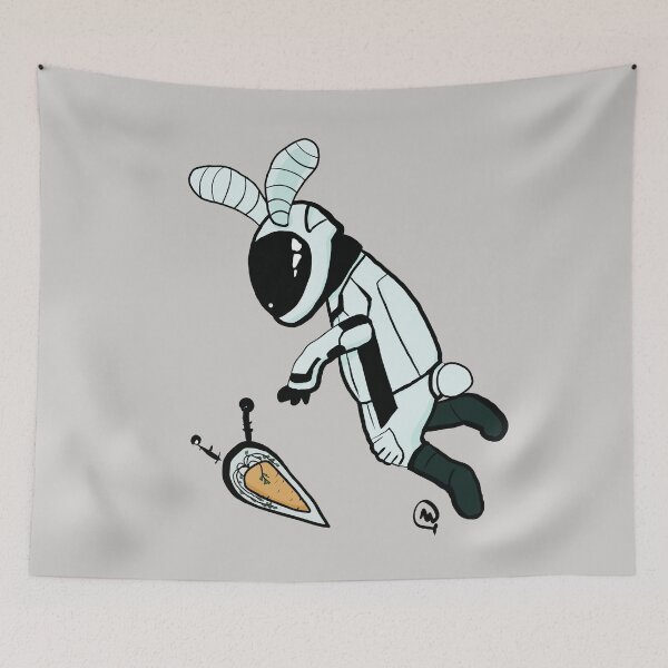 Item preview, Funny Bunny And Carrot In Space - Funny Animal In Space designed and sold by ViewerEqualsPhoton.