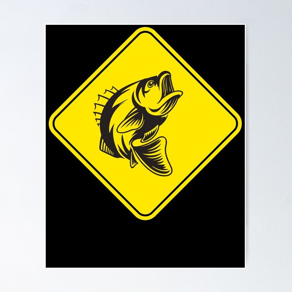 Item preview, Bass Fish Yellow Road Sign designed and sold by Designs By David.