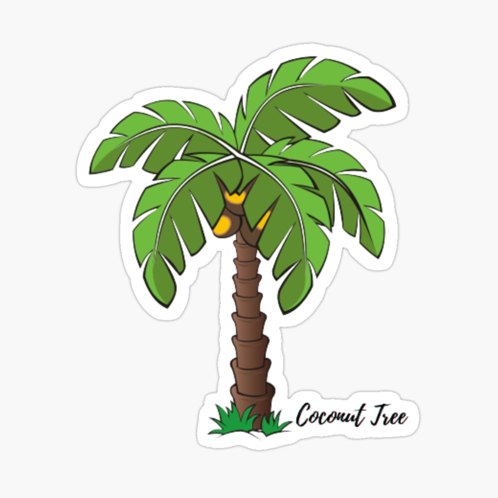 Coconut Tree Design Colorful Art (Cartoon Cute Art)