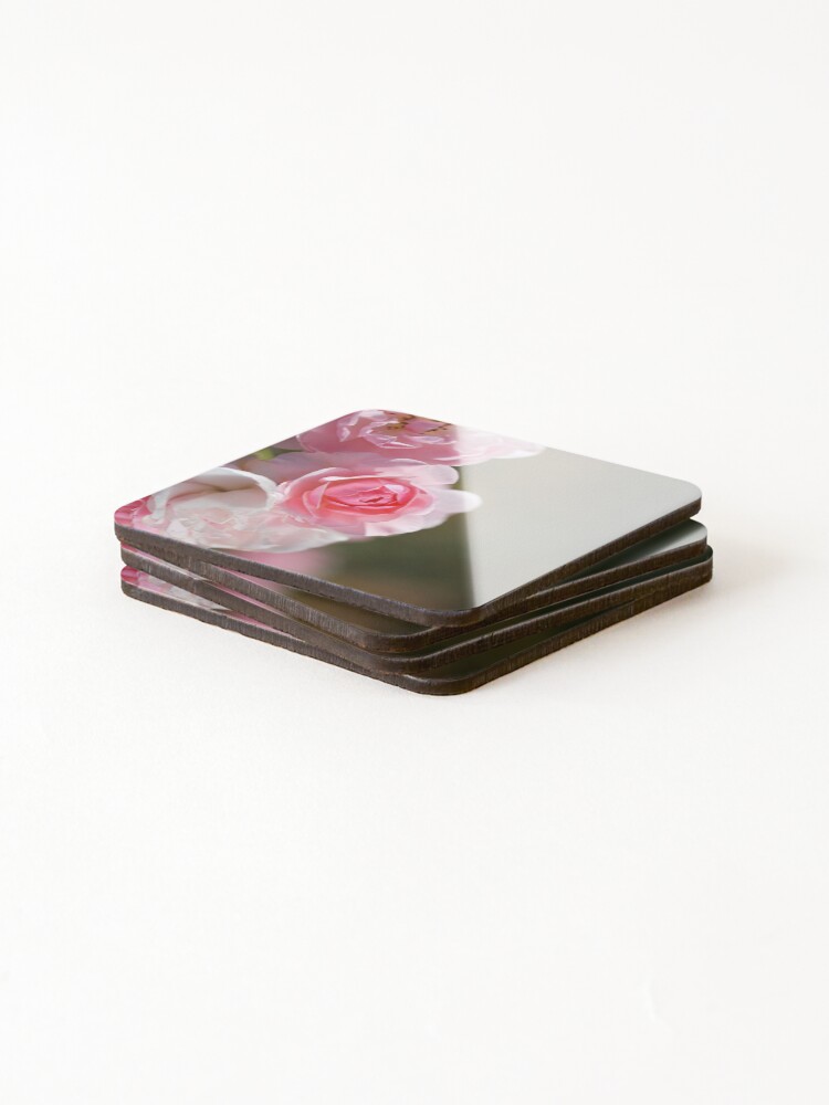 Thumbnail 4 of 5, Coasters (Set of 4), Pink Roses Curved Collection  designed and sold by bubbleblue.