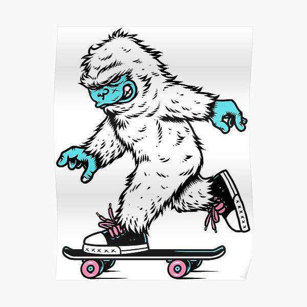 Skateboarding yeti Poster