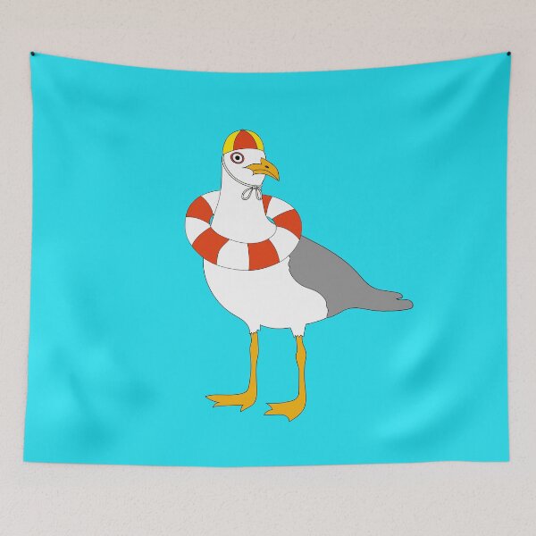 Item preview, Seagull Lifesaver on Blue designed and sold by Digitaldingo.