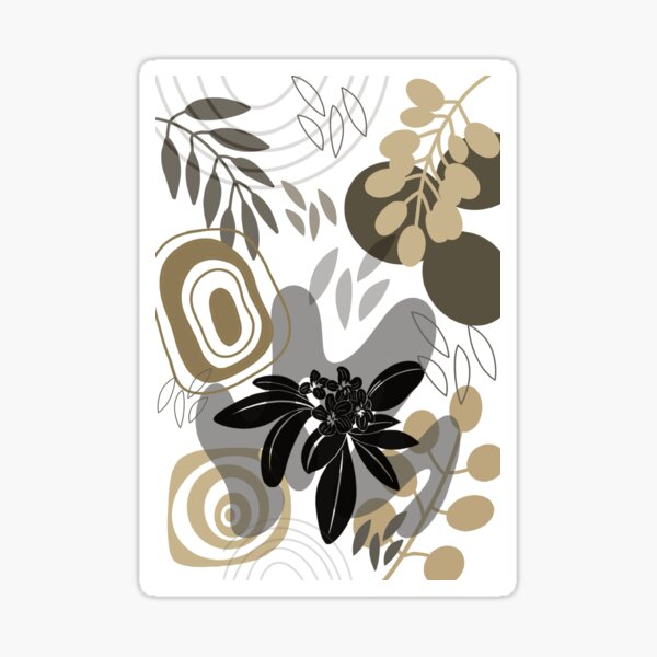 Abstract leaf hand drawn artwork. Sticker