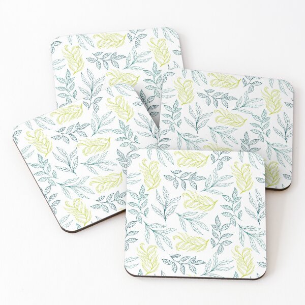 Item preview, Teal and Chartreuse Leaves Pattern designed and sold by Kalite.