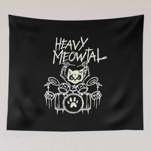 Item preview, Heavy Meowtal Headbanger Gift Drummer designed and sold by Kelselary650.