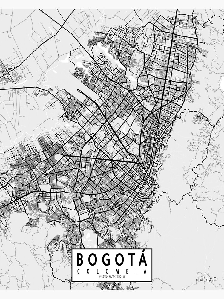 Bogota City Map Of Colombia Light Poster For Sale By Demap Redbubble 