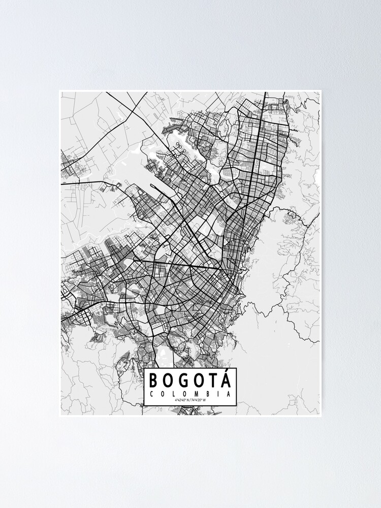 Bogota City Map Of Colombia Light Poster For Sale By Demap Redbubble 