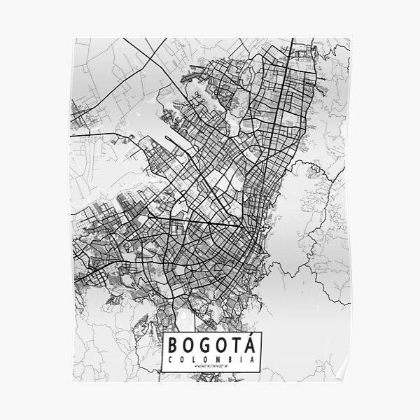 Bogota City Map Of Colombia Light Poster For Sale By Demap Redbubble 