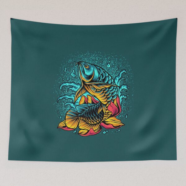 Item preview, Arowana Fish with Flowers and splash of water designed and sold by LilysGoodies.