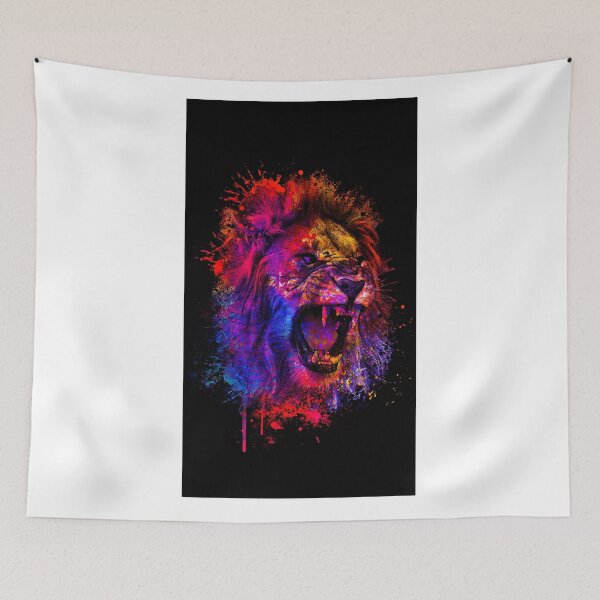 Item preview, colorful lion wallpaper designed and sold by Hentoy Arts.