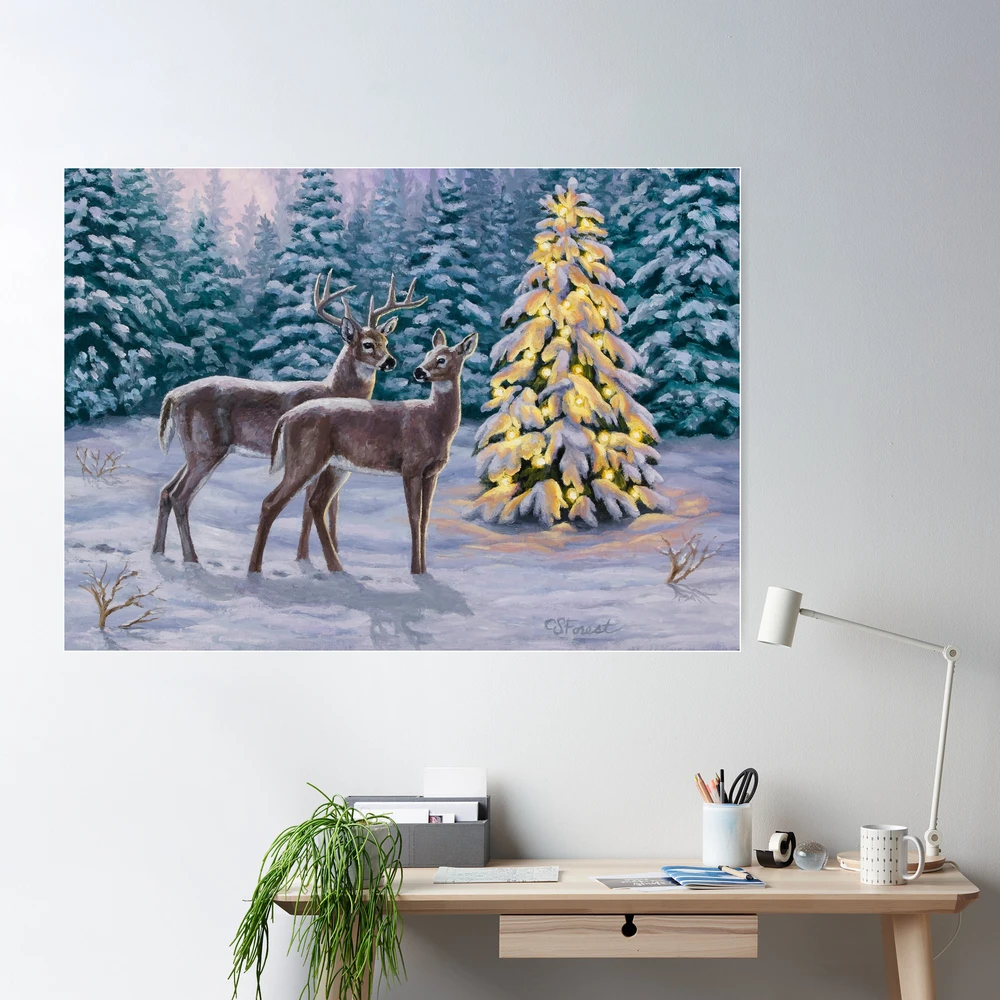 Whitetail Deer Montage Winter Art: Canvas Prints, Frames & Posters