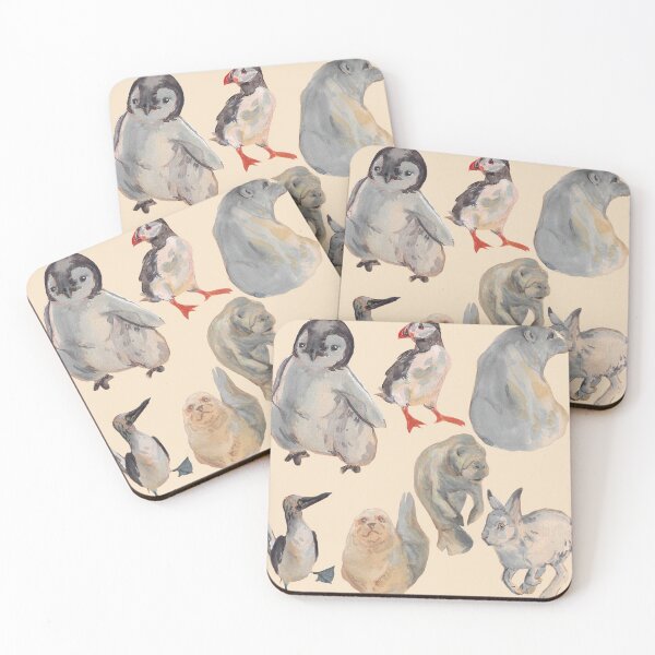 Item preview, collection of arctic animals drawn in watercolors designed and sold by captainringtail.