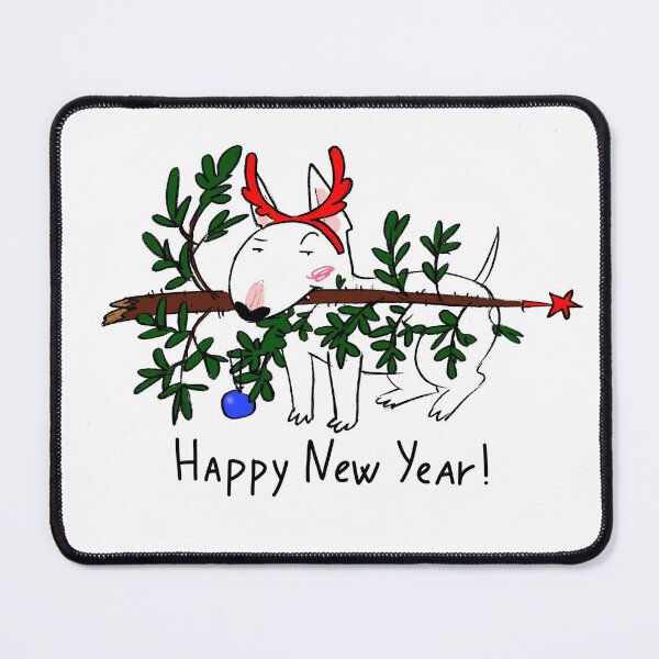 Item preview, happy new year tree good boy dog designed and sold by ferdinand-dog.